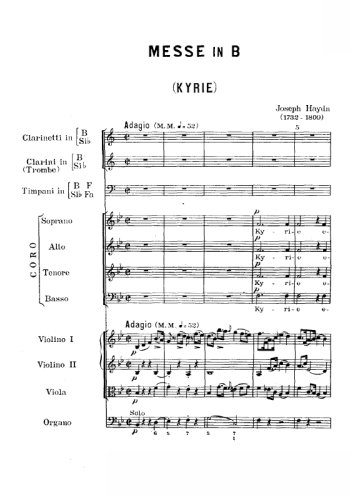 Joseph Haydn Messe en sib Partitions gratuites